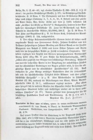 302-303 [Rezension] Noort, Gerardus van, Tractatus de deo uno et trino