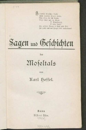Sagen und Geschichten des Moseltals