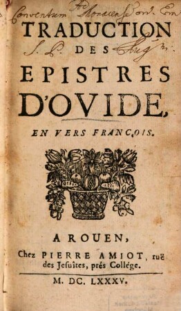 Les Epitres et toutes les Elegies amoureuses traduites en vers françois