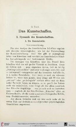 I. Dynamik des Kunstschaffens