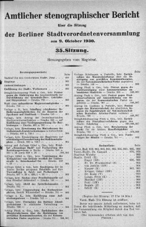 Sitzung 35, 9. Oktober 1930