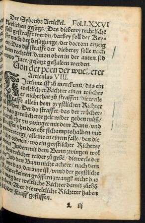 Von der peen der wucherer Articulus. VIII.