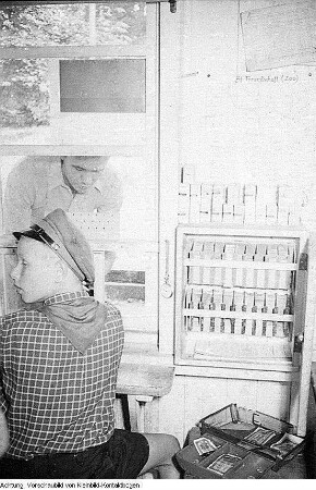 Dresden, Großer Garten. Pioniereisenbahn (Parkeisenbahn), 5. August 1952