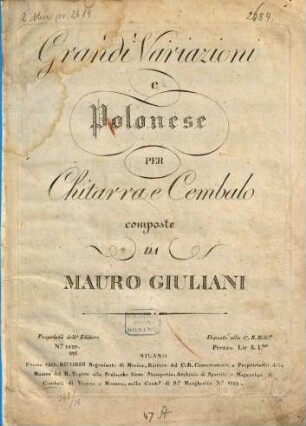 Grandi variazioni e polonese : per chitarra e cembalo