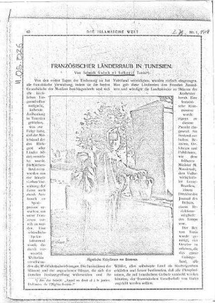 Französischer Länderraub in Tunesien.