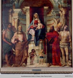 Thronende Madonna mit Heiligen und musizierenden Engeln