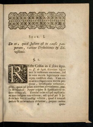 1-13, Sect. I., De eo, quod Justum est in causis pauperum, ratione Definitionis & Divisionis.