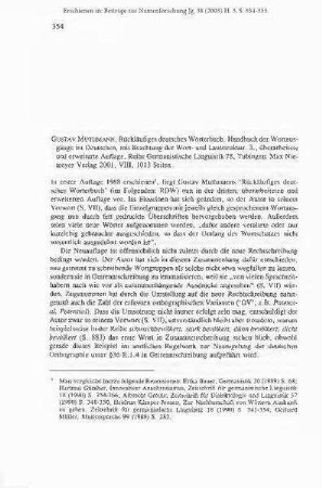Rezension von: Gustav Muthmann: Rückläufiges deutsches Wörterbuch