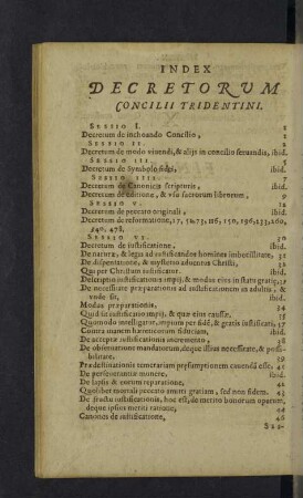Index Decretorum Concilii Tridentini.
