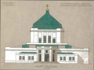 Pfann, Paul; Nürnberg; Landesausstellung 1906, Kunstausstellungsgebäude - Hauptfassade (Ansicht)