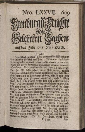 Nro. LXXVII. auf das Jahr 1745. den 1 Octob. - Nro. LXXXV. auf das Jahr 1745. den 29 Octob.