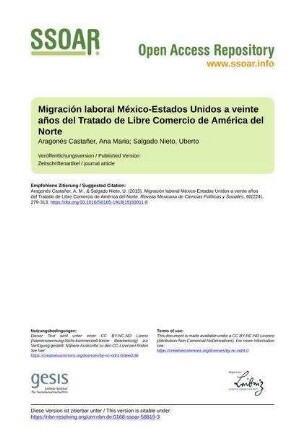 Migración laboral México-Estados Unidos a veinte años del Tratado de Libre Comercio de América del Norte