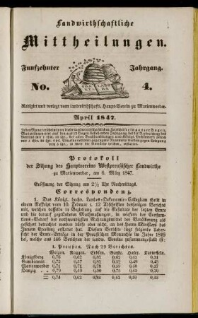 Funfzehnter Jahrgang. No. 4.