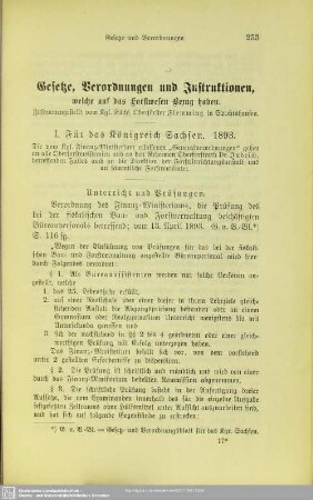 II.1 Für das Königreich Sachsen. 1893.