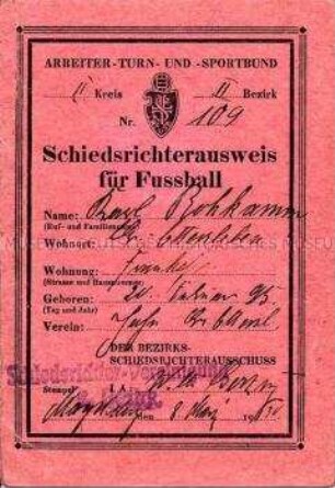 Ausweis für Fußball-Schiedsrichter