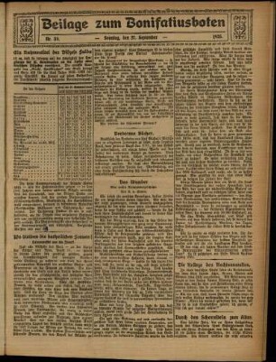 Zweite Ausgabe vom Sonntag, den 27. September 1925.