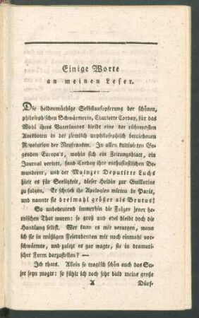 Einige Worte an meinen Leser.