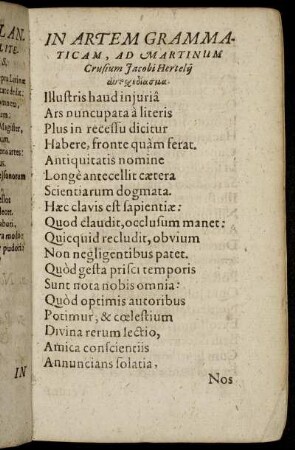 In Artem Grammaticam, Ad Martinum Crusium
