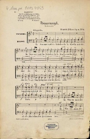 Drei Lieder für vierstimmigen Männerchor ; op. 4, 2. Bauernregel