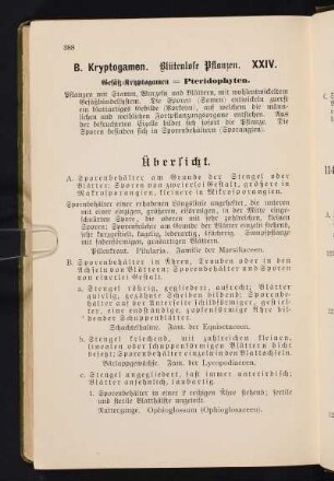 B. Kryptogamen. Blütenlose Pflanzen.