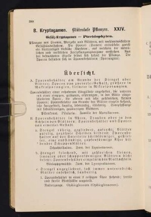 B. Kryptogamen. Blütenlose Pflanzen.
