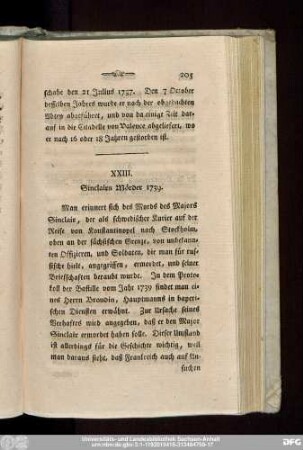 XXIII. Sinclairs Mörder 1739.
