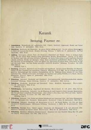 Keramik, Steinzeug, Fayence, Porzellan (Nr. 1-153)