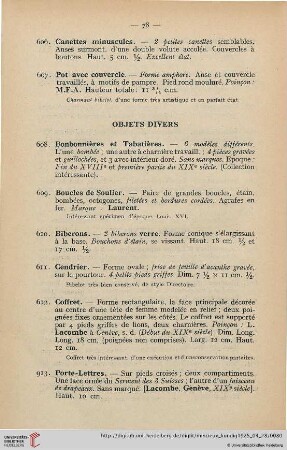 Objets divers (Nr. 608-626)