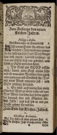 Zum Anfang des neuen Kirchen-Jahres. - Neue Jahres und Jesus-Lieder. -