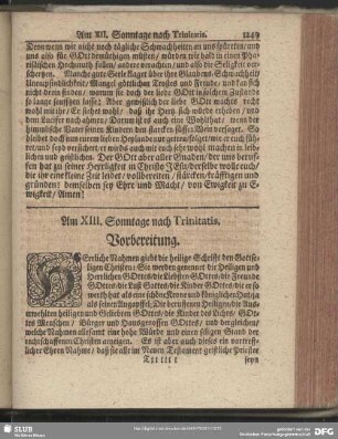 Am XIII. Sonntage nach Trinitatis