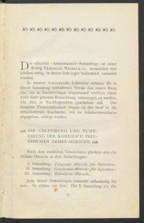 Die Gruppierung und Nummerierung der Königlich Preußischen Armee-Märsche
