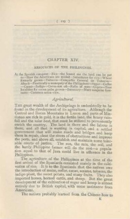 Chapter XIV. Resources of the Philippines