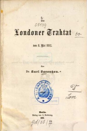 Der Londoner Traktat vom 8. Mai 1852