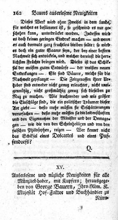 Auserlesene und nüzliche Neuigkeiten für alle Münzliebhaber.