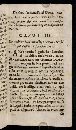 449-466, Caput III. De quibusdam modis, praxin Divinae Praesentiae facilitantibus.