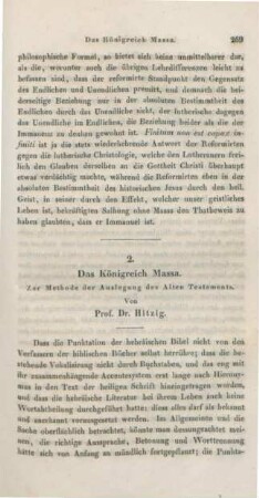 269-305 Das Königriech Massa : Zur Methode der Auslegung des Alten Testamentes