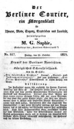 No. 817, Freitag, den 23. October 1829