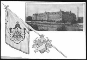 St. Augustin. Ansicht mit Fahne und Wappen