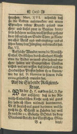 Auf die Siebende Religions-Frage