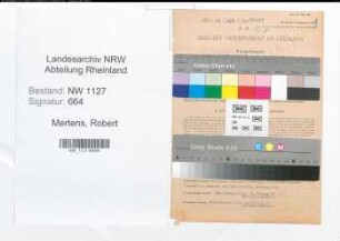 Entnazifizierung Robert Mertens , geb. 19.11.1895 (Lehrer)