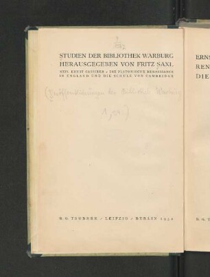 Die platonische Renaissance in England und die Schule von Cambridge