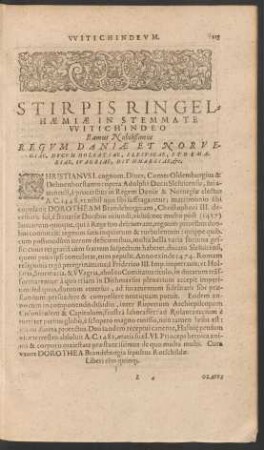 Stirpis Ringelhaemiae In Stemmate Witichindeo ...