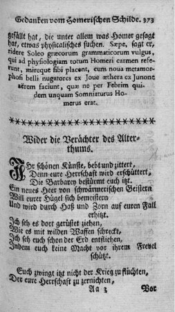 Wider die Verächter des Alterthums.