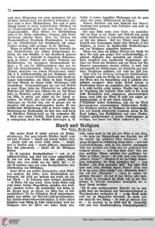 N.F. 6.1926 S. 74-77: Kunst und Religion