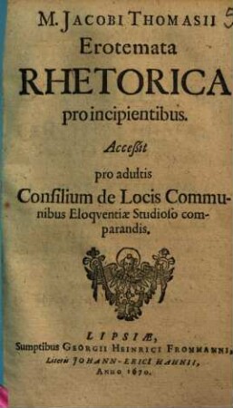 Jacobi Thomasii erotemata rhetorica pro incipientibus