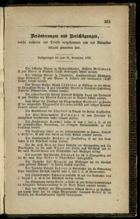 Veränderungen und Berichtigungen, welche während des Drucks vorgekommen und der Redaction bekannt geworden sind
