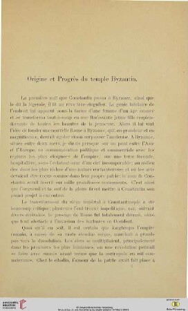 Origine et Progrès du temple Byzantin