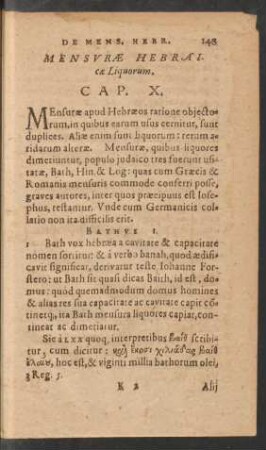 Mensurae Hebraicae Liquorum. Cap. X.