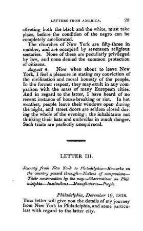Journey from New York to Philadelphia - Observations on Philadelphia - Institutions - Manufactures - People
