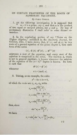 On certain properties of the roots of algebraic equations.